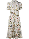 Alexander Mcqueen Obsession Print Shirt Dress — White/ Red — Size XS — Front View