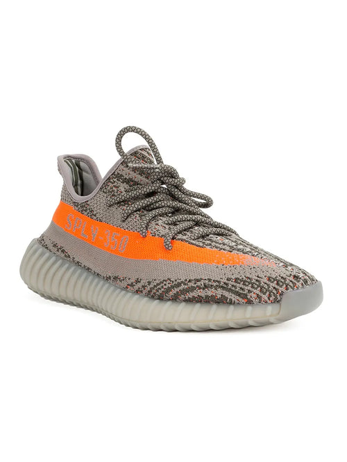 adidas Yeezy Boost 350 V2 Beluga Sneakers — Grey/Orange — Size US M 9 - US W 10.5 — Side View