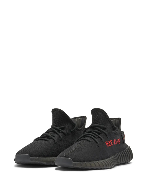 adidas Yeezy Boost 350 V2 Bred Sneakers — Black/Red — Size US M 9 - US W 10.5 — Side View
