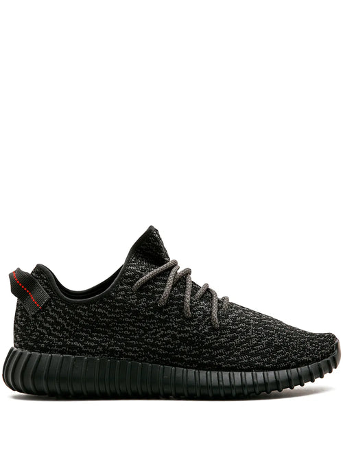 adidas Yeezy Boost 350 In Pirate Black Sneakers — Black — Size US M 9 - US W 10.5 — Front View