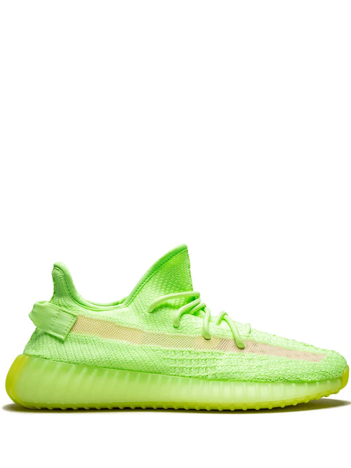 adidas Yeezy Boost 350 V2 Glow In The Dark Sneakers — Fluorescent Green — Size US M 5.5 - US W 7 — Front View