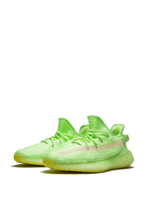 adidas Yeezy Boost 350 V2 Glow In The Dark Sneakers — Fluorescent Green — Size US M 5.5 - US W 7 — Side View