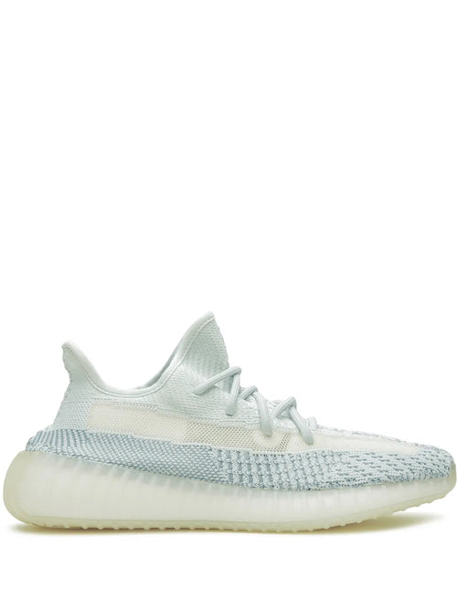 adidas Yeezy Boost 350 V2 Cloud White Sneakers — White/Light Blue — Size US M 11 - US W 12.5 — Front View