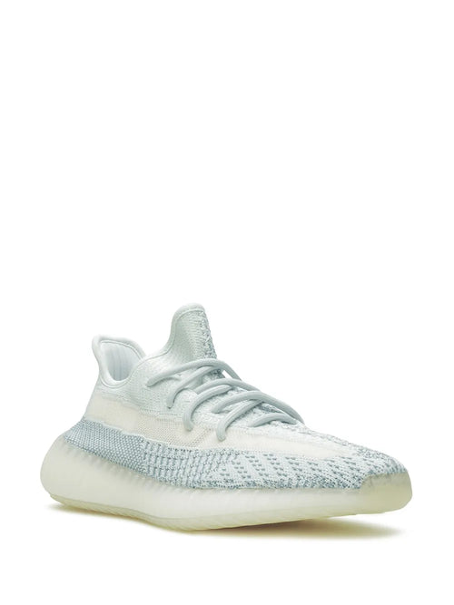 adidas Yeezy Boost 350 V2 Cloud White Sneakers — White/Light Blue — Size US M 11 - US W 12.5 — Side View