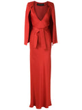 Gloria Coelho Cape Long Dress — Red — Size XS — Front View