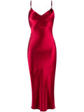 Gilda Pearl Sophia Slip Silk Dress — Red — Size M — Front View