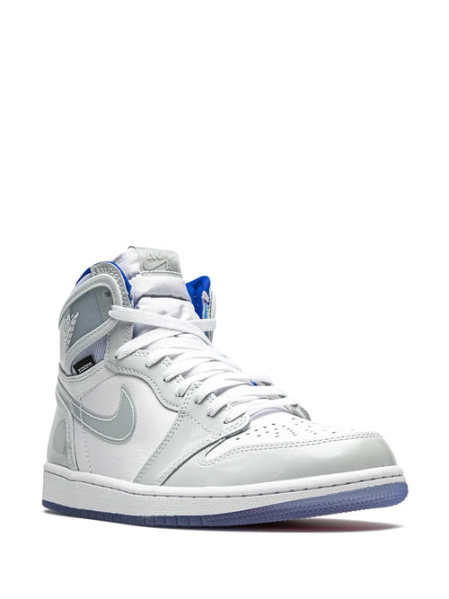 Air Jordan 1 High Zoom Racer Blue Sneakers — White/Racer Blue — Size US M 8.5 - US W 10 — Side View