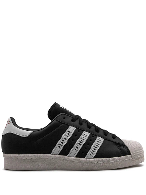 adidas Superstar 80S Human Made Black Sneakers — Black/White — Size US M 4 - US W 5.5 — Front View