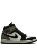 Air Jordan 1 Mid Camo Sneakers — Black/White — Size US M 10.5 - US W 12 — Front View