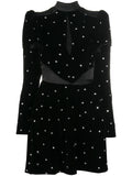Philosophy Di Lorenzo Serafini Crystal Embellished Velvet Evening Dress — Black — Size XS — Front View