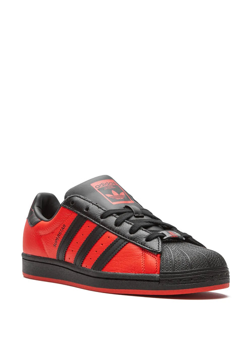 adidas X Miles Morales Superstar J Spider-Man Sneakers — Red/Black — Size US M 6 - US W 7.5 — Side View