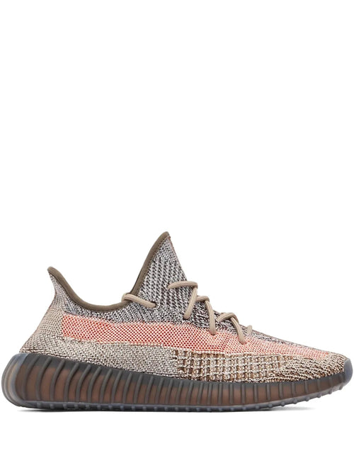 adidas Yeezy Boost 350 V2 Ash Stone Sneakers — Almond Beige/Coral Pink — Size US M 9 - US W 10.5 — Front View