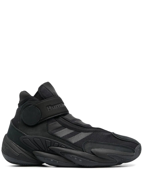 adidas X Pharrell Williams Triple Black High-Top Sneakers — Black — Size US M 10 - US W 11.5 — Front View