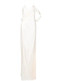 Michelle Mason Silk Wrap Floor Length Gown — Ivory — Size XS — Front View