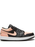 Air Jordan 1 Low Crimson Tint Sneakers — Crimson Tint/Black — Size US M 9.5 - US W 11 — Front View