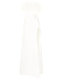 Rachel Gilbert Linc Feather Trim Detail Gown — White/ Ivory — Size XS — Front View