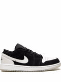 Air Jordan 1 Low Diamond Sneakers — Black/White — Size US M 9.5 - US W 11 — Front View