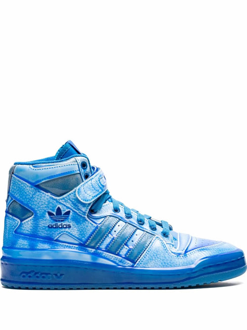 adidas X Jeremy Scott Forum High-Top Dipped Blue Sneakers — Same as shown — Size US M 5 - US W 6.5 — Front View