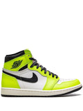 Air Jordan 1 High Og Visionaire Sneakers — Fluorescent Yellow/Black — Size US M 6.5 - US W 8 — Front View