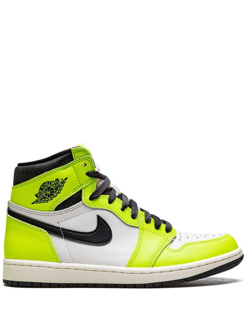 Air Jordan 1 High Og Visionaire Sneakers — Fluorescent Yellow/Black — Size US M 6.5 - US W 8 — Front View