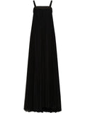 Dolce Gabbana Pleated Tulle Maxi Dress — Black — Size XS — Front View