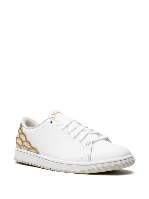 Air Jordan 1 Centre Court White/Metallic Gold/Light Ore Sneakers — Same as shown — Size US M 6.5 - US W 8 — Side View