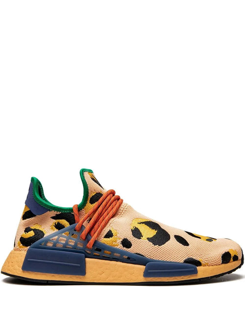 adidas X Pharrell Hu Nmd Animal Print Amber Sneakers — Cheetah Print — Size US M 6 - US W 7.5 — Front View
