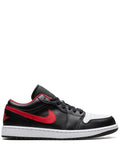 Air Jordan 1 Low White Toe Sneakers — Black/Red/White — Size US M 9.5 - US W 11 — Front View