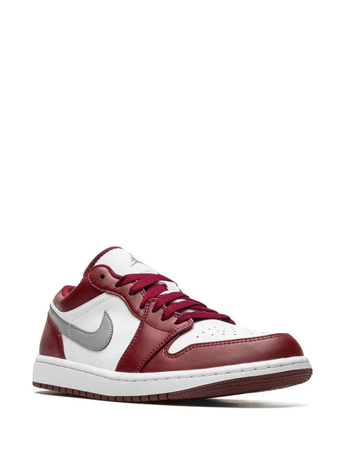 Air Jordan 1 Low Bordeaux Sneakers — Bordeaux Red/White/Grey — Size US M 11.5 - US W 13 — Side View