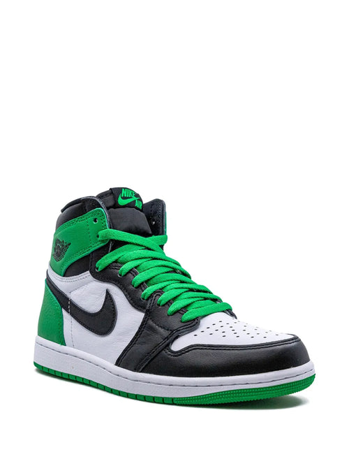 Air Jordan 1 High Lucky Green Sneakers — Bright Green/Black/White — Size US M 6.5 - US W 8 — Side View