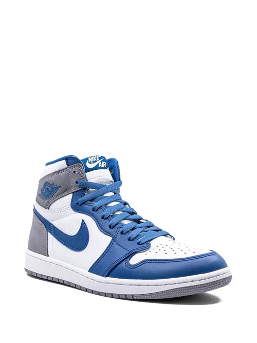 Air Jordan 1 High Og True Blue Sneakers — Grey/Blue/White — Size US M 6.5 - US W 8 — Side View