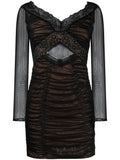 Self Portrait Lace Trim Mesh Mini Dress — Black — Size XS — Front View