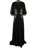 Saiid Kobeisy Sequin Embellishment Long Dress — Black — Size XS — Front View
