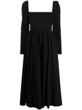 Reformation Elly Square Neck Midi Dress — Black — Size XS — Front View