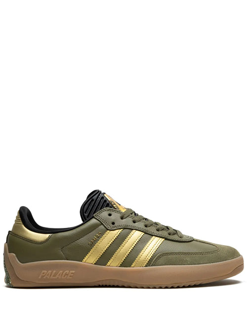 adidas X Palace Puig Samba Olive Gold Sneakers — Dark Green — Size US M 6 - US W 7.5 — Front View