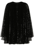 Dolce Gabbana Sequin Embellished Flared Minidress — Black/ Red — Size XS — Front View