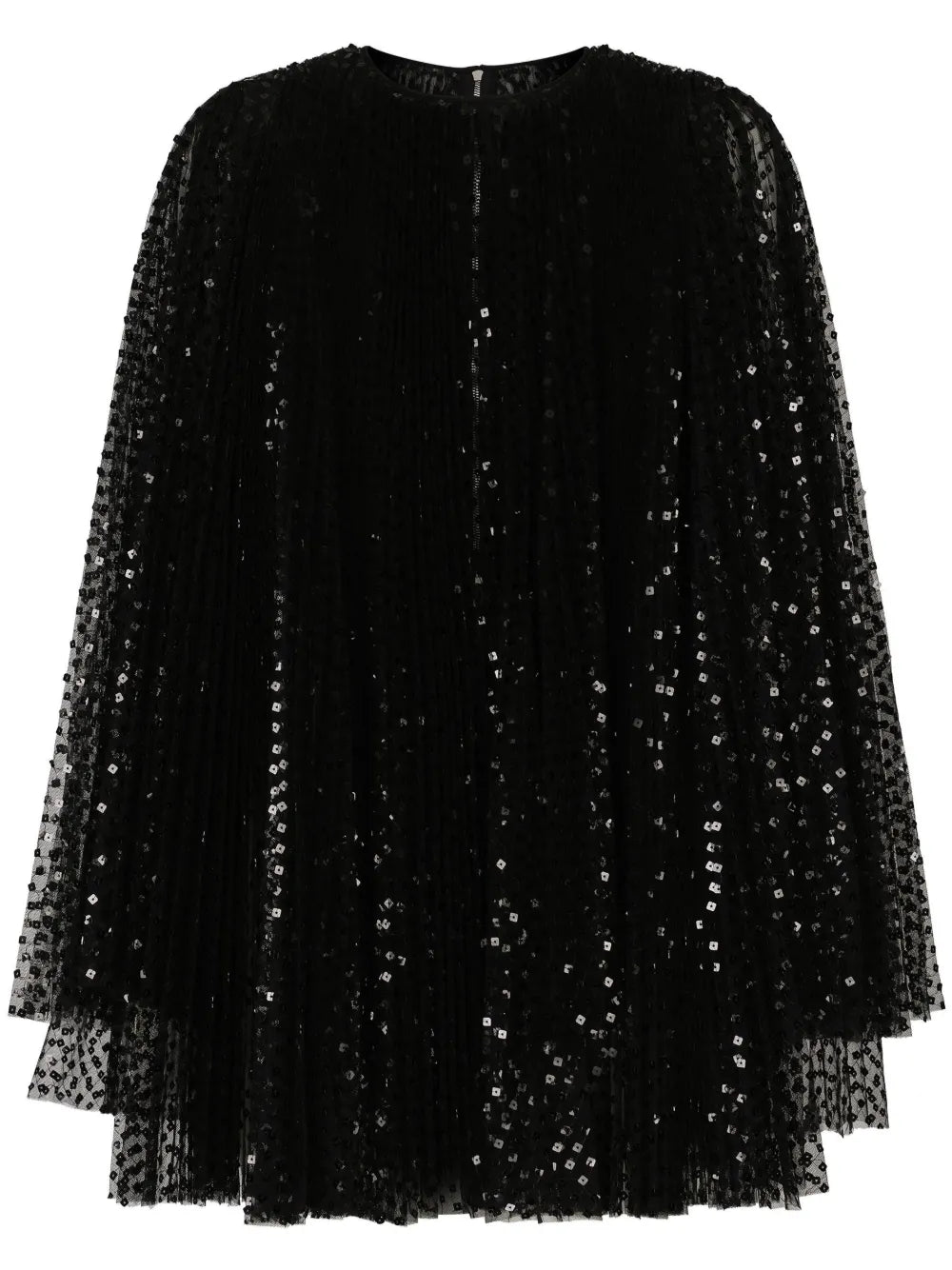 Dolce Gabbana Sequin Embellished Flared Minidress — Black/ Red — Size XS — Front View