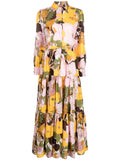 La Doublej Bellini Floral Print Shirtdress — Red — Size XS — Front View