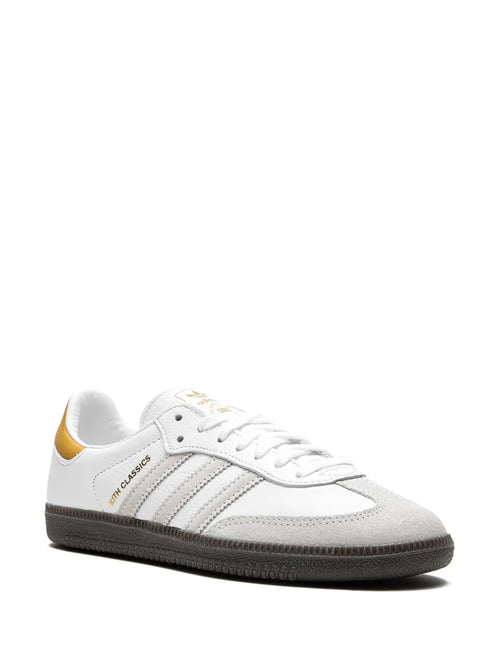 adidas X Kith Samba ?hite/Grey/Gold?Sneakers — White/Light Grey — Size US M 6 - US W 7.5 — Side View