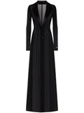 Dolce Gabbana Shawl Lapel Long Sleeve Dress — Black — Size XS — Front View