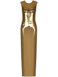 Dolce Gabbana Metallic Bustier Maxi Dress — Gold — Size XS — Front View