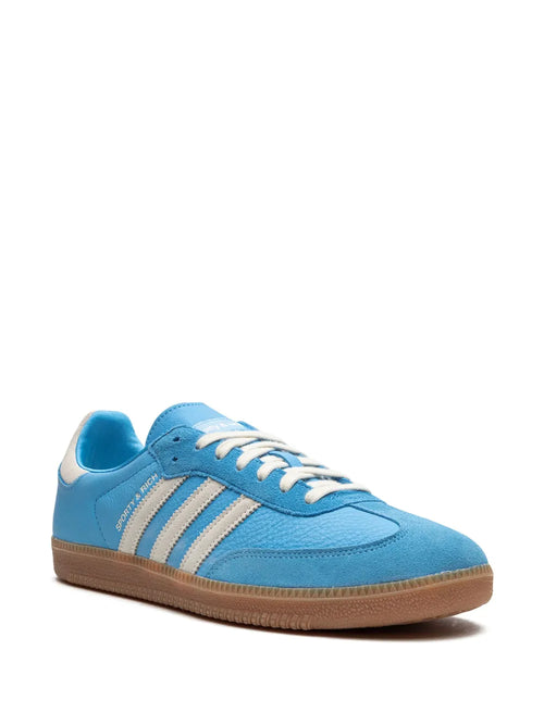 adidas X Sporty & Rich Samba Blue Rush Sneakers — Blue/Light Grey — Size US M 9 - US W 10.5 — Side View