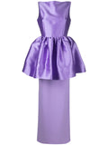 Solace London Alda Peplum Skirt Maxi Dress — Red/ Purple — Size S — Front View