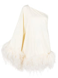 Taller Marmo Piccolo Ubud One Shoulder Mini Dress — White/ Cream — Size XS — Front View