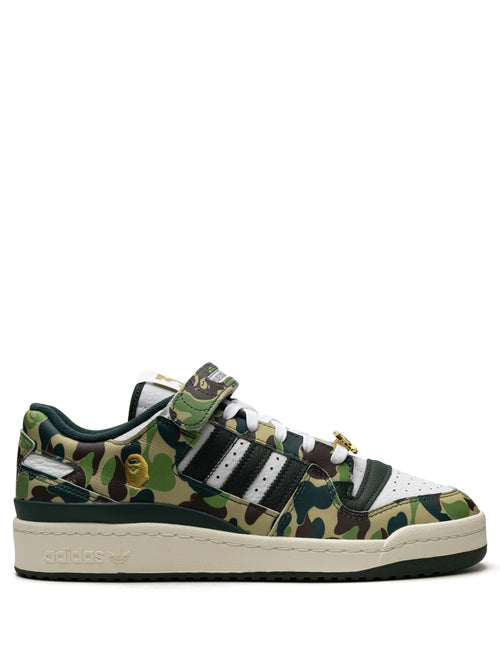 adidas X Bape Forum 84 Low 30Th Anniversary Green Camo Sneakers — Green — Size US M 8 - US W 9.5 — Front View