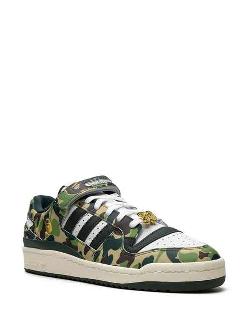 adidas X Bape Forum 84 Low 30Th Anniversary Green Camo Sneakers — Green — Size US M 8 - US W 9.5 — Side View