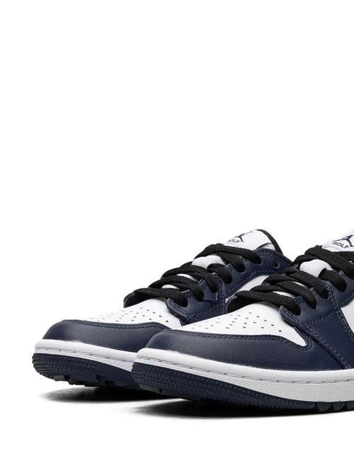 Air Jordan 1 Low G Midnight Navy Sneakers — Black/White/Navy Blue — Size US M 9.5 - US W 11 — Side View