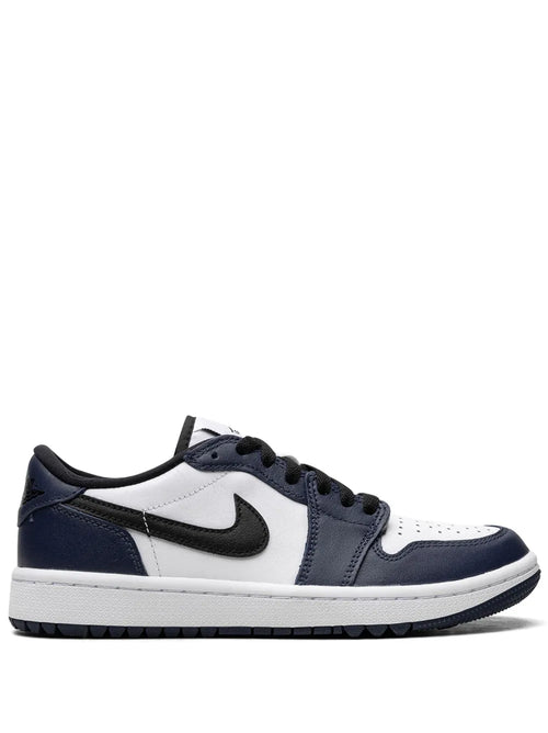 Air Jordan 1 Low G Midnight Navy Sneakers — Black/White/Navy Blue — Size US M 9.5 - US W 11 — Front View