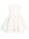 Ana Radu Strapless Organza Minidress — White/ Red — Size XS — Front View