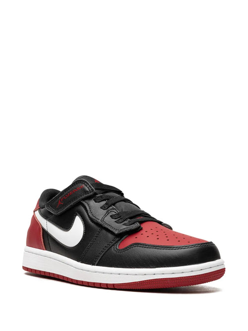 Air Jordan 1 Low Flyease Bred Sneakers — Black/Red/White — Size US M 9.5 - US W 11 — Side View